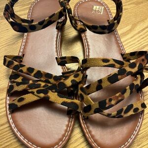 Leopard Print Strappy Sandals